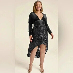 Sequin Lace High-Low Dress